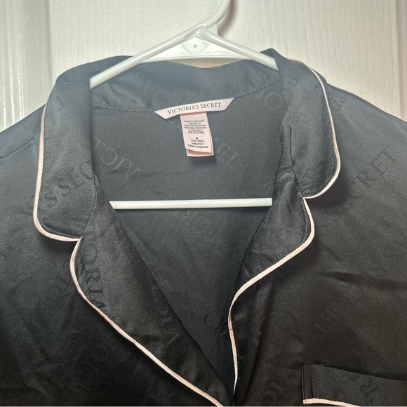 Victoria Secret Pajama Shirt Dress Black Casual Women's Long Sleeve Size Medium - Picture 3 of 9